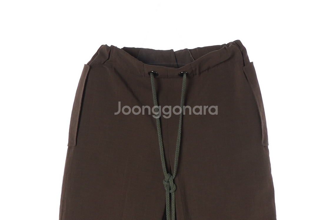 TIME 타임 브라운 와이드 밴딩 이지 팬츠 바지--2