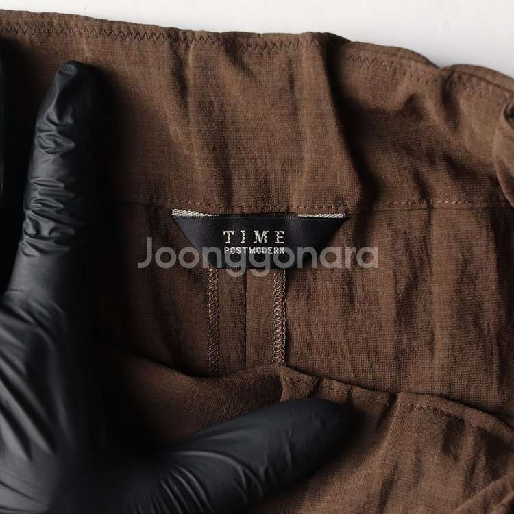 TIME 타임 브라운 와이드 밴딩 이지 팬츠 바지--5