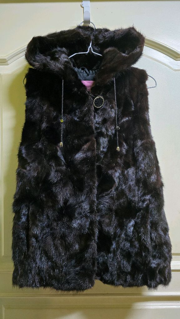 밍크 후드 베스트 이미지