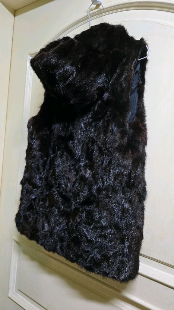 밍크 후드 베스트 이미지