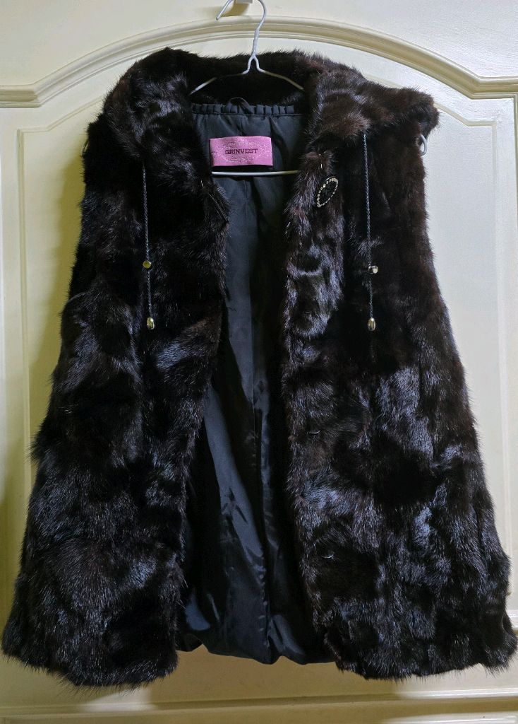 밍크 후드 베스트 이미지