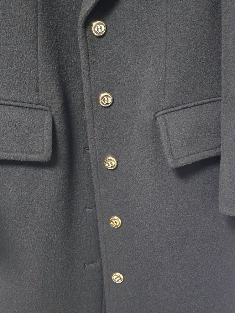 럭키슈에뜨 레터링 슬릿 롱코트 블랙 36--2