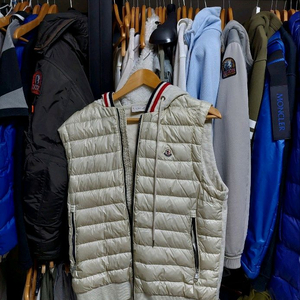 몽클레어 후드 패딩 조끼 아이보리 xl 백화점판