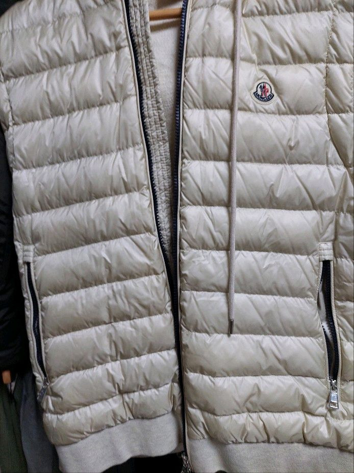 몽클레어 후드 패딩 조끼 아이보리 xl 백화점판--7