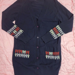 급처상태좋음!럭키슈에뜨 귀요미 리본 롱가디건 free사이즈