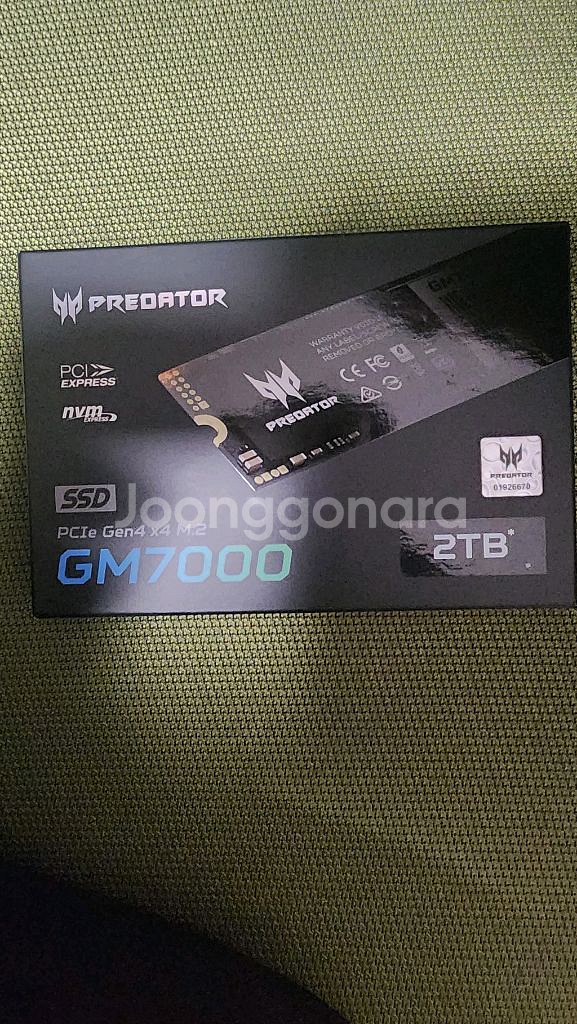 국내정발 Acer New Predator GM7000 M.2 NVMe SSD 2TB 미사용 미개봉--0
