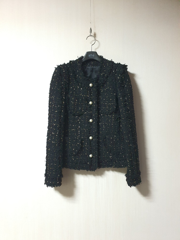 JS 뉴욕 펄버튼 트위드 자켓 프리사이즈 정품--0