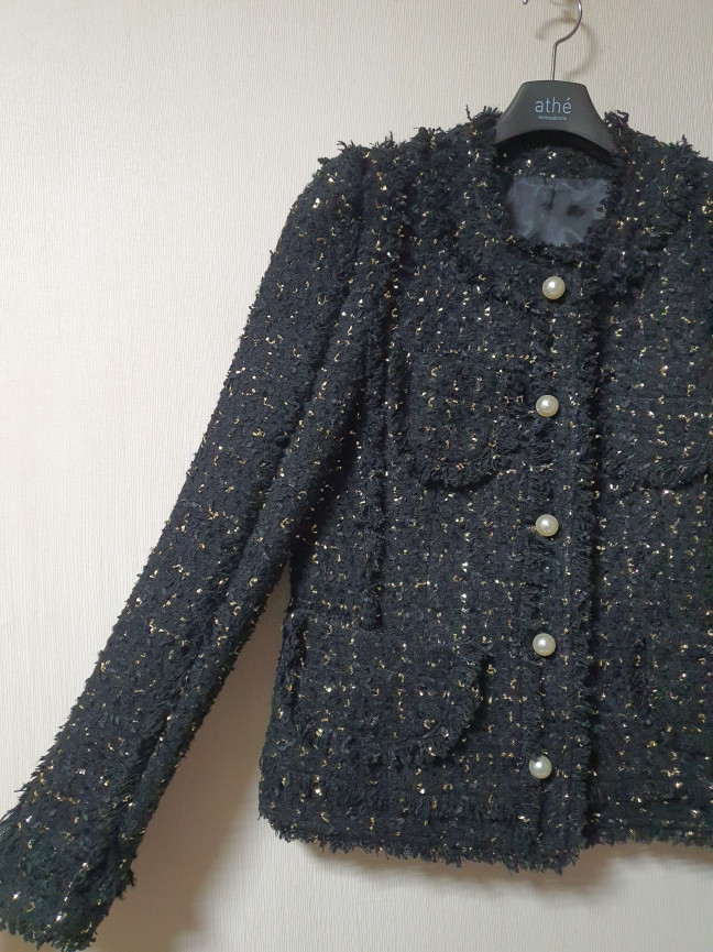 JS 뉴욕 펄버튼 트위드 자켓 프리사이즈 정품--6