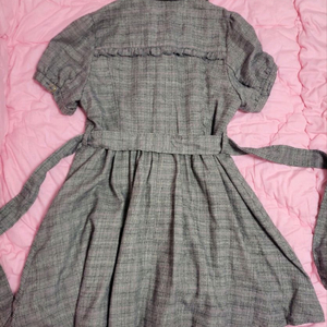 급처상태양호!리즈리사 X 마이멜로디 콜라보 자가드 모직 체크 원피스 자켓 코트