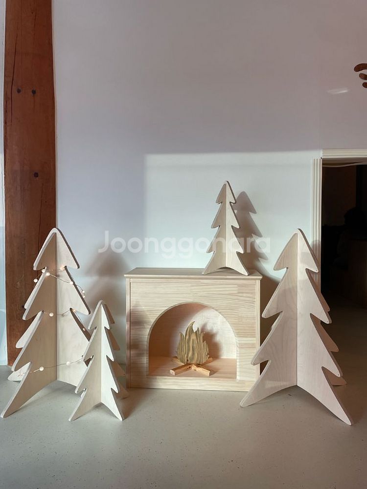 인테리어 소품 우드 벽난로 & 우드 트리 (새제품)--0