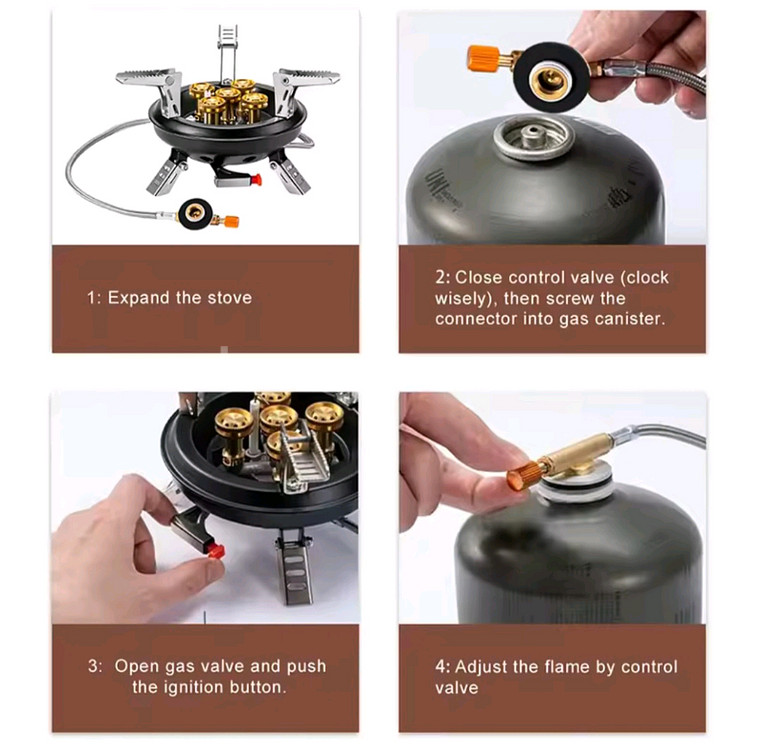 캠핑 일반형 중형 5구 가스 버너 스토브 (새상품)--9