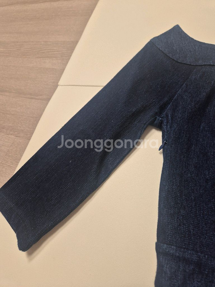 하객룩 데이트룩 추천 고급스러운 네이비 데님 샤 원피스 롱 드레스 44사이즈 S사이즈--1