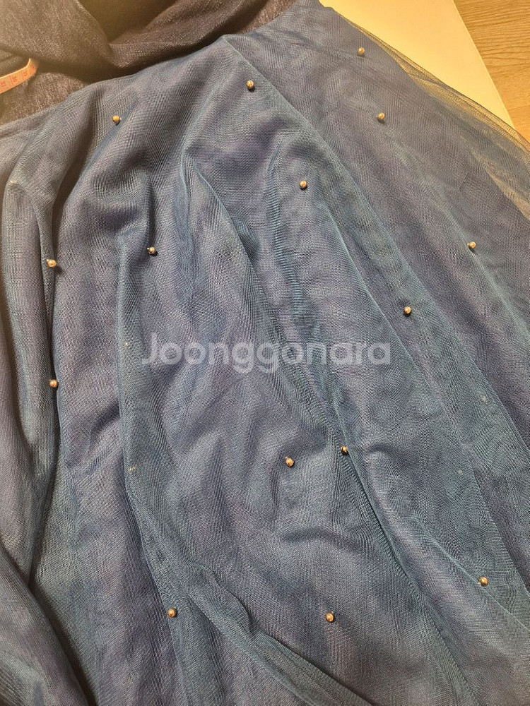 하객룩 데이트룩 추천 고급스러운 네이비 데님 샤 원피스 롱 드레스 44사이즈 S사이즈--2