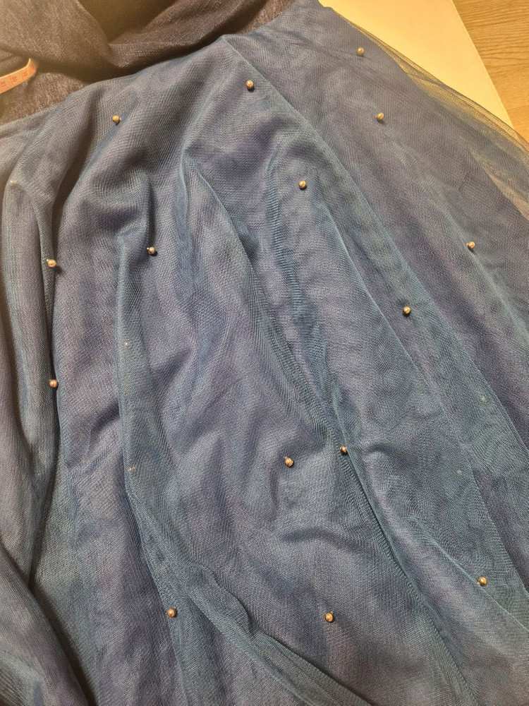 하객룩 데이트룩 추천 고급스러운 네이비 데님 샤 원피스 롱 드레스 44사이즈 S사이즈--2