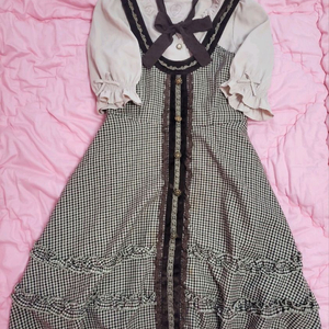 급처상태좋음!액시즈팜 레이스 모직 체크뷔스티에 공주 원피스 드레스 리즈리사st