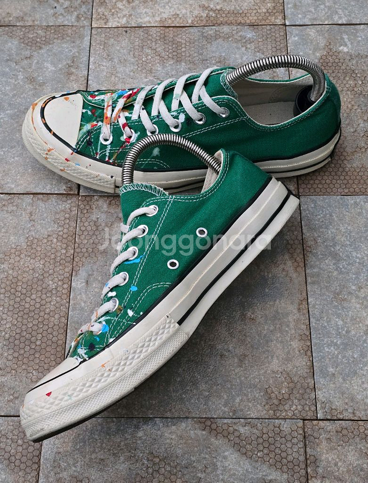 (260)컨버스 척 70 빈티지 캔버스 아마존 그린 커스텀 스니커즈--5