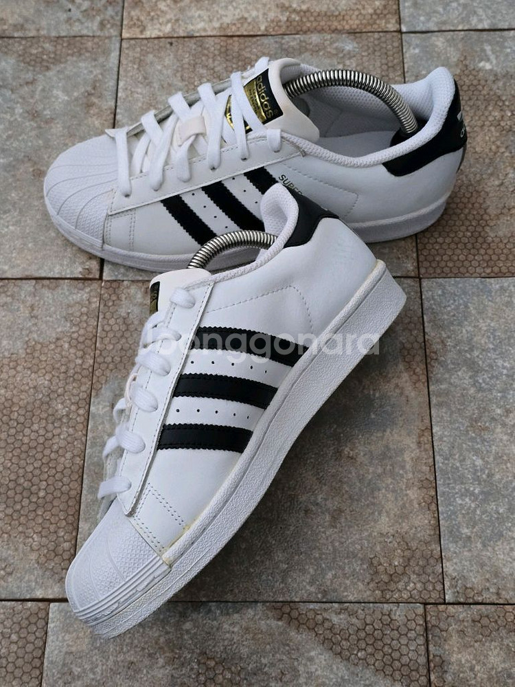 (230)아디다스 슈퍼스타 화이트 블랙 스니커즈 운동화--4