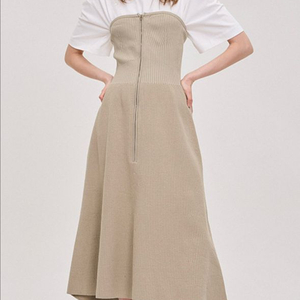 한섬 시스템 지퍼탑 니트원피스 토프그레이 새상품