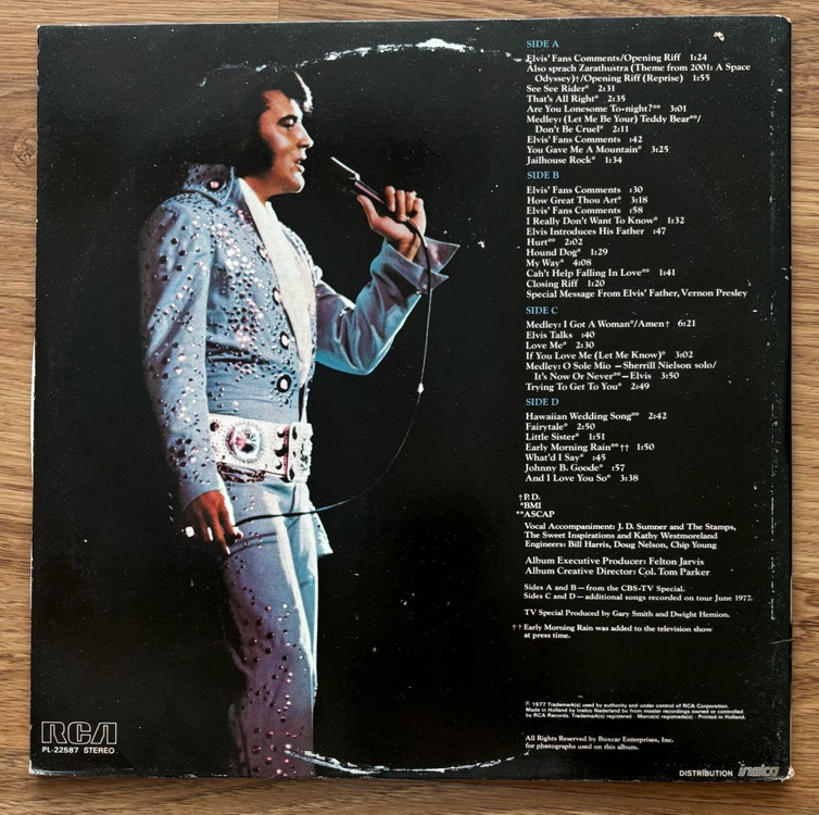 엘비스 프레슬리 Elvis In Concert 2LP 빈티지 해외발매 음반--2