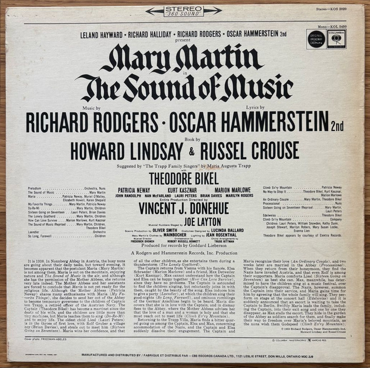Mary Martin 사운드 오브 뮤직 브로드웨이 오리지널 LP 빈티지 해외반--1