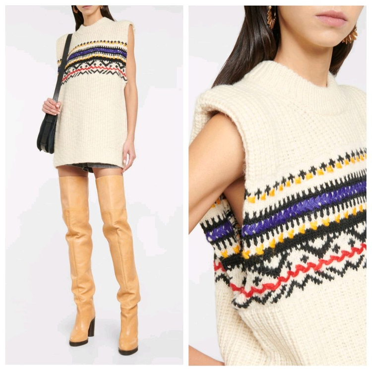 이자벨마랑에뚜왈 그레슬리 롱 니트조끼--0