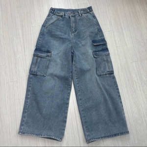 빈티지 워싱 데님 카고 와이드 팬츠 S