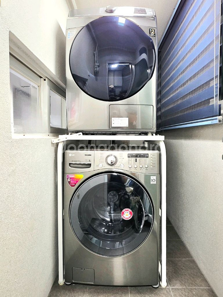 (분해청소완료) LG 세탁기 17kg + 삼성 건조기 16kg + 거치대(앵글) 세트 판매--0