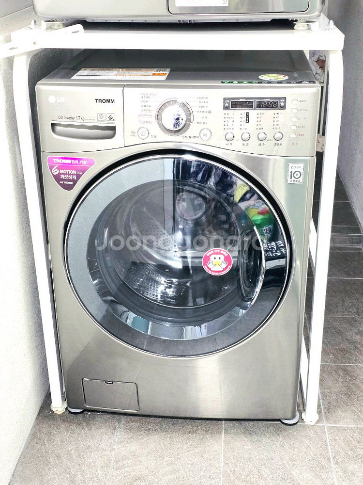 (분해청소완료) LG 세탁기 17kg + 삼성 건조기 16kg + 거치대(앵글) 세트 판매--1