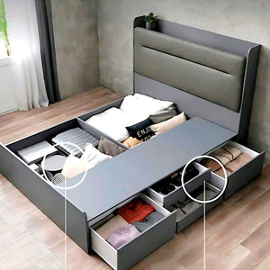 (이탈리아제) 수납형 LED조명 침대 + 매트리스 라지킹 사이즈