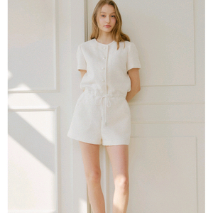 룩캐스트 트위드 반팔 원피스