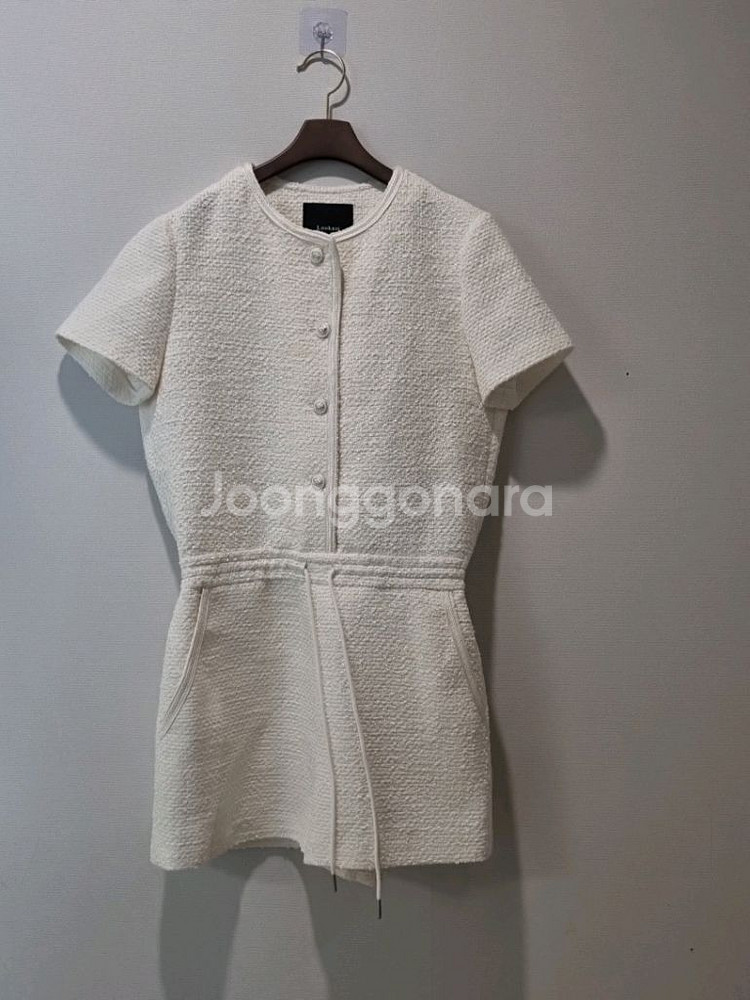 룩캐스트 트위드 반팔 원피스--2
