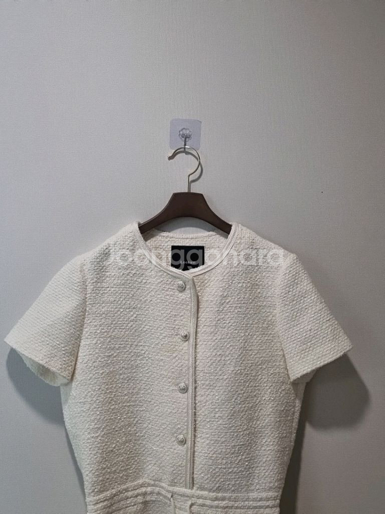 룩캐스트 트위드 반팔 원피스--3