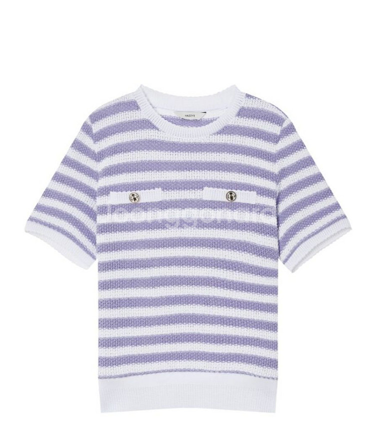 헤지스 스트라이프 반팔 니트--2