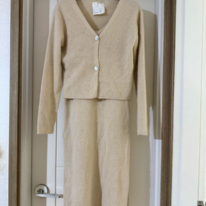 세트/라쿤 니트 롱원피스+가디건