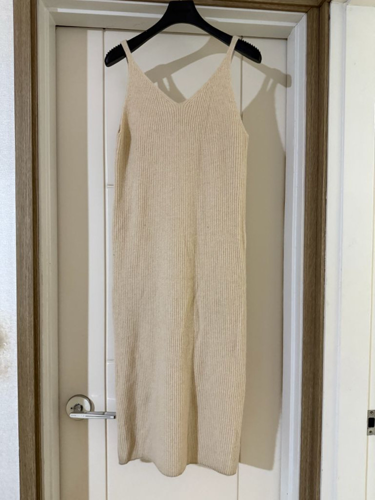 세트/라쿤 니트 롱원피스+가디건--6