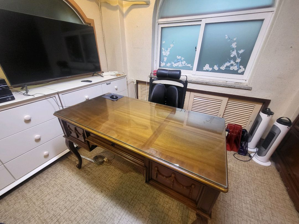 원목 책상 책장 세트--1