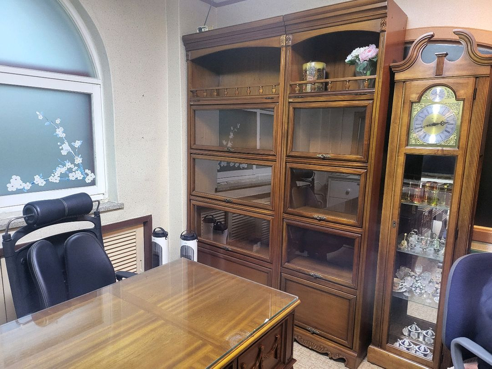 원목 책상 책장 세트--2