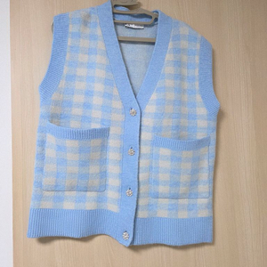 자라 체크 니트 베스트