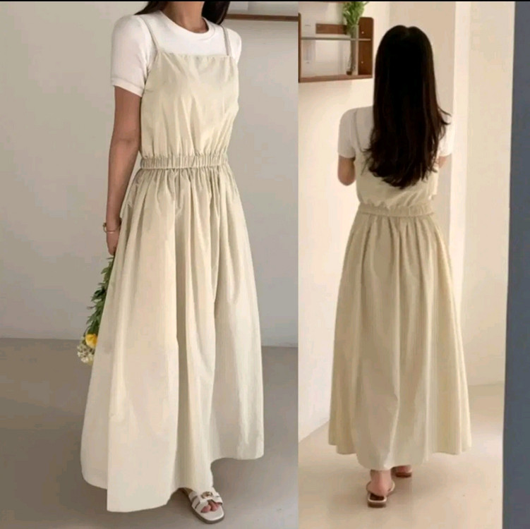 아이보리 뷔스티에 롱원피스--0