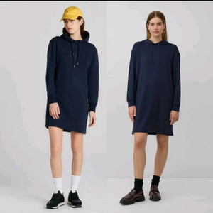 네이비 후드 롱니트 원피스 55 66