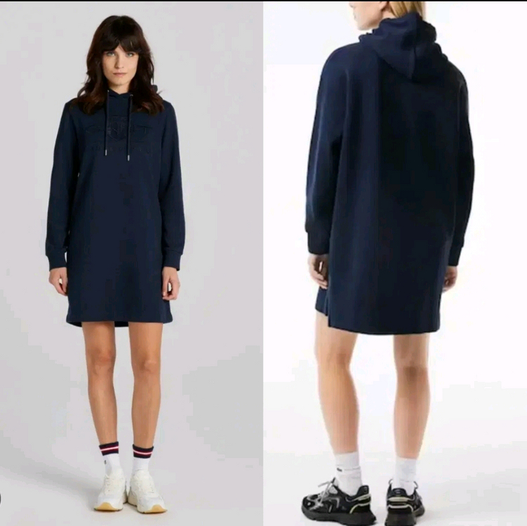 네이비 후드 롱니트 원피스 55 66--1