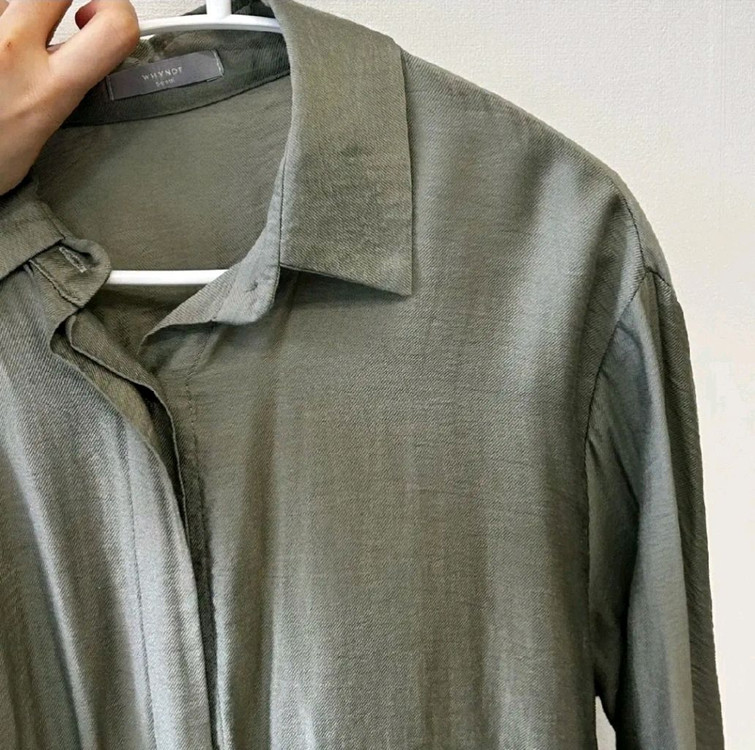 실키한 카키 셔츠 블라우스 루즈핏 66 77--3