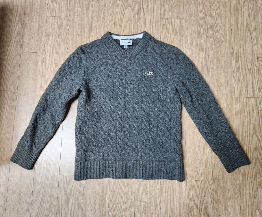 라코스테 쥬니어 케이블 풀오버 라운드 니트, 스웨터--0