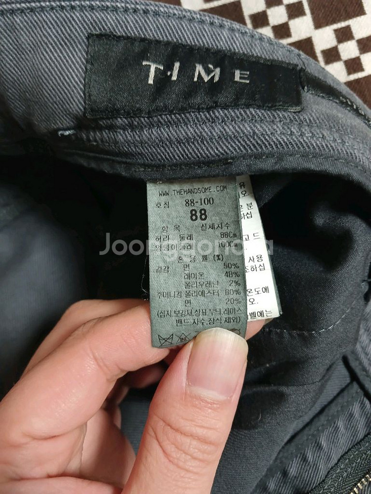 타임옴므 남성 가먼트워싱 레이온 면혼방 다크그레이 바지88 (35)--2