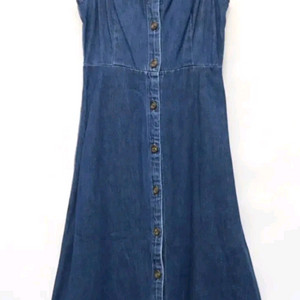 66)M)새옷수준/ GU 중청 등밴딩 데님 원피스