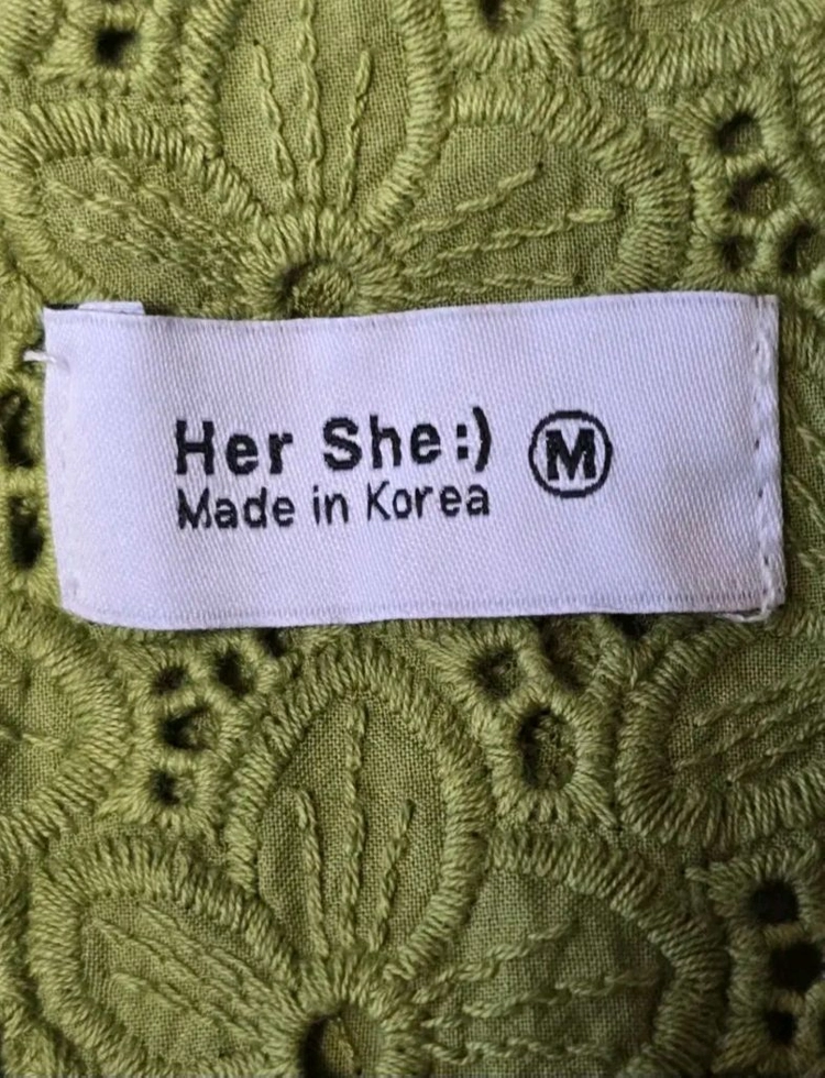 55) 실측사이즈 참고/Her She 아일렛 자수 펀칭 롱 원피스 이미지