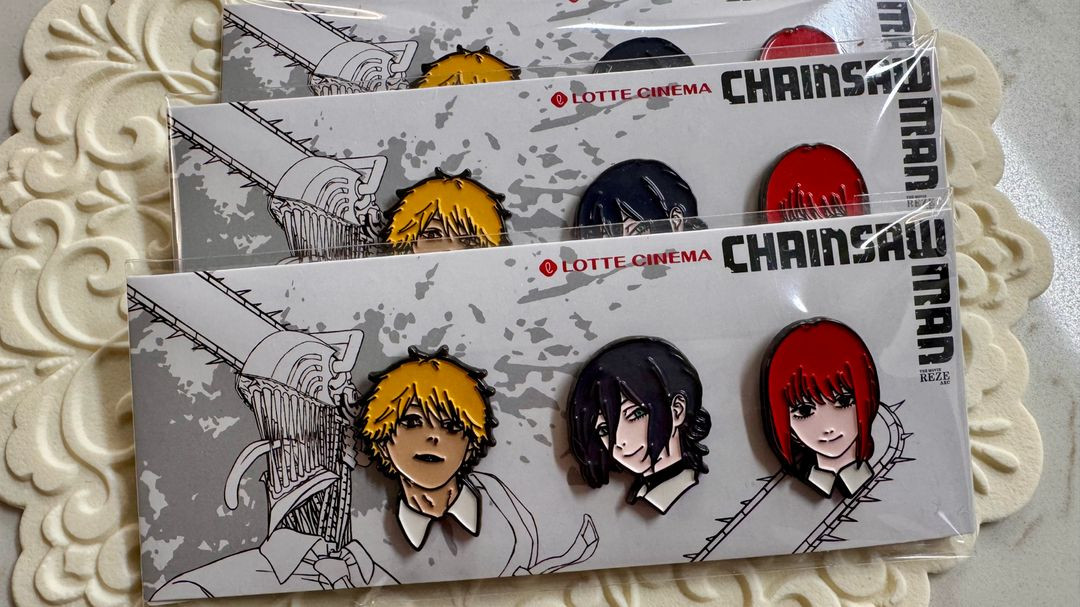 체인소맨 롯데시네마 메탈 뱃지 3종 미개봉--0