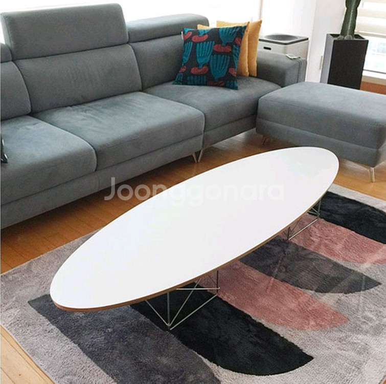 (무료배송) 자작나무 원목 타원형 거실 테이블 탁자 식탁 겸용--1