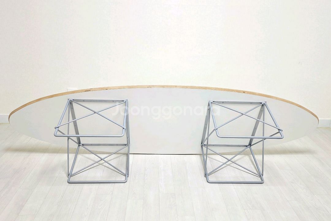 (무료배송) 자작나무 원목 타원형 거실 테이블 탁자 식탁 겸용--7