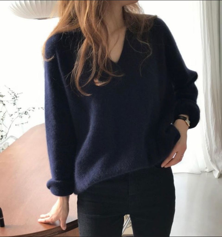 시어드 seard Raccon V-neck Knit (네이비) 라쿤브이넥니트--0